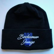 Schwarze Wollmütze mit eingesticktem Bochumer Junge Logo